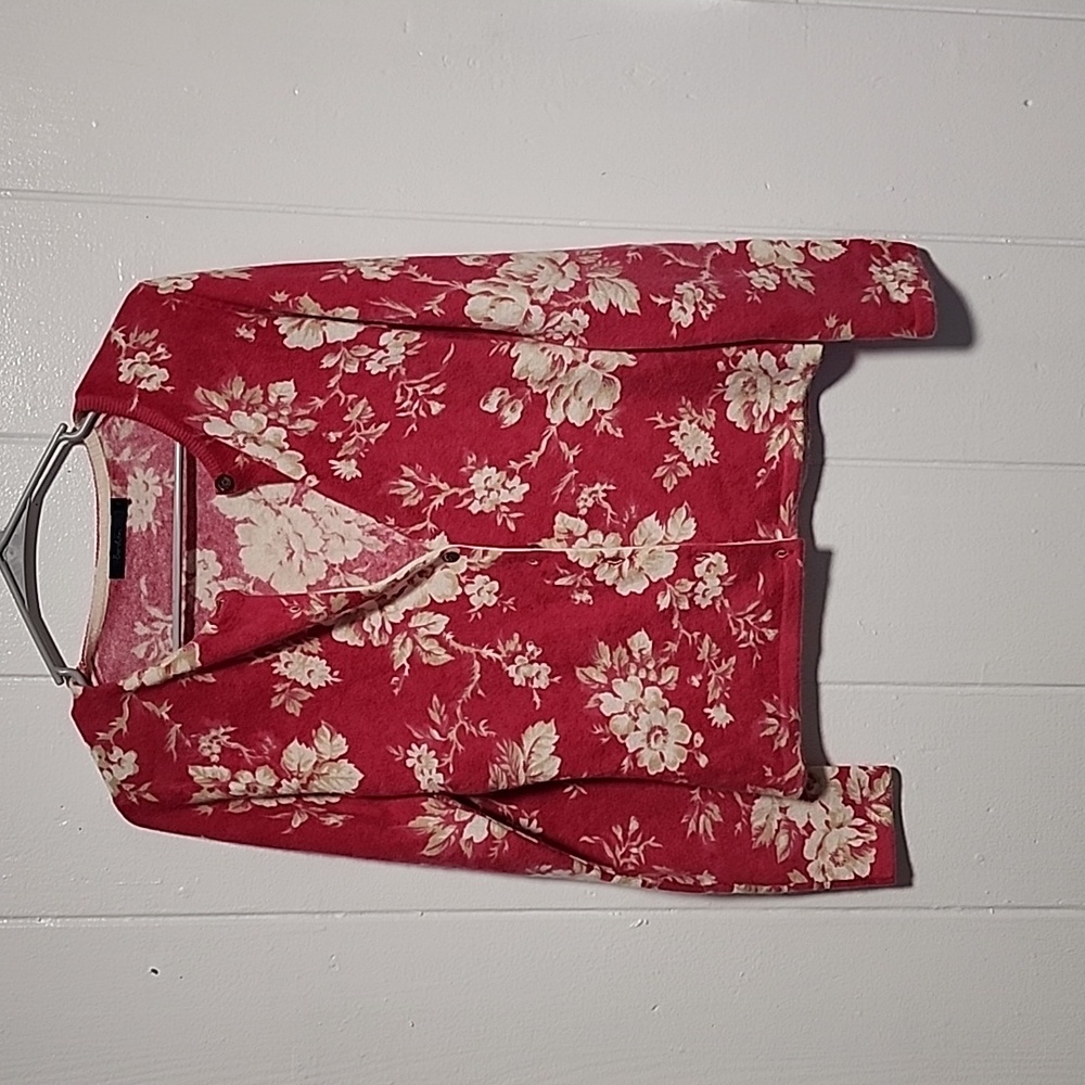 Boden 10 Pink Floral Angora Cardigan Soft Button Down J.J